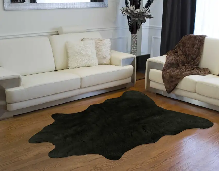 Faux Cowhide Rug 5 x 7  - Black Photo 3