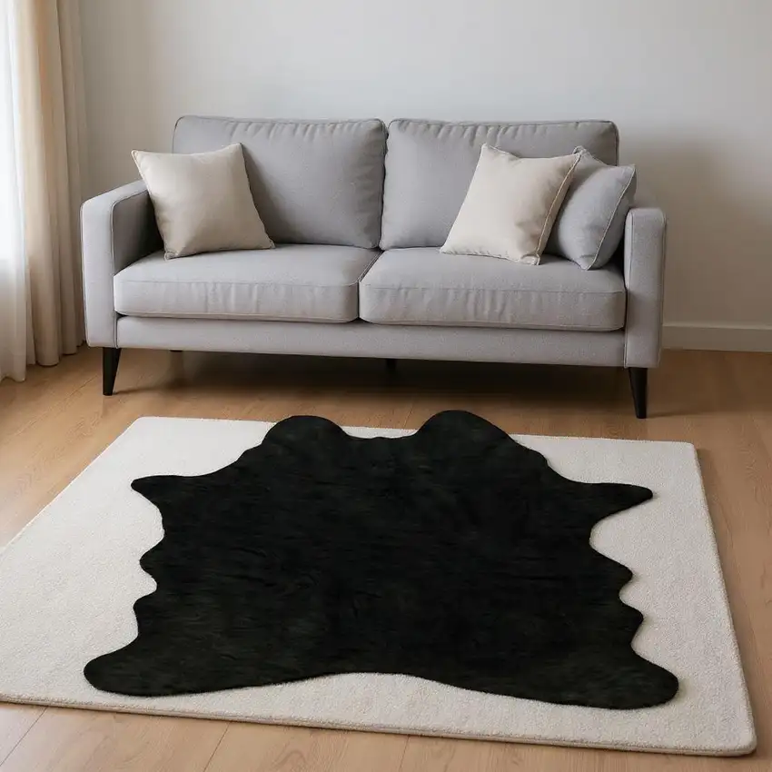 Black Shag Hand Knotted Area Rug Photo 2