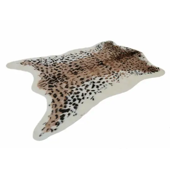 Ivory Black And Brown Faux Fur Animal Print Washable Area Rug Photo 3