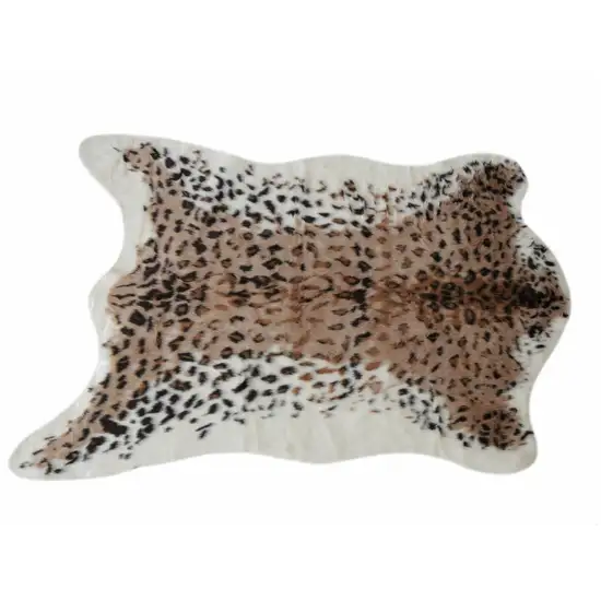 Ivory Black And Brown Faux Fur Animal Print Washable Area Rug Photo 2