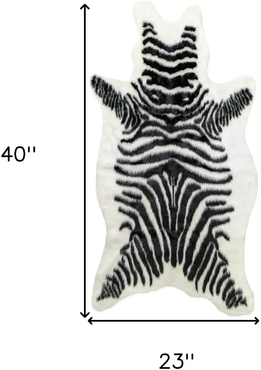 Black and White Zebra Print Area Rug Photo 5