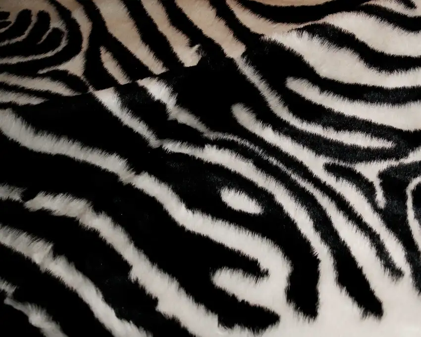 Faux Zebra Hide Black And White Area Rug Photo 1