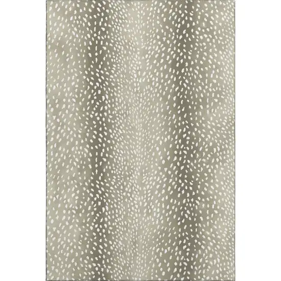 Fawn And White Animal Print Washable Indoor Outdoor Area Rug Photo 4