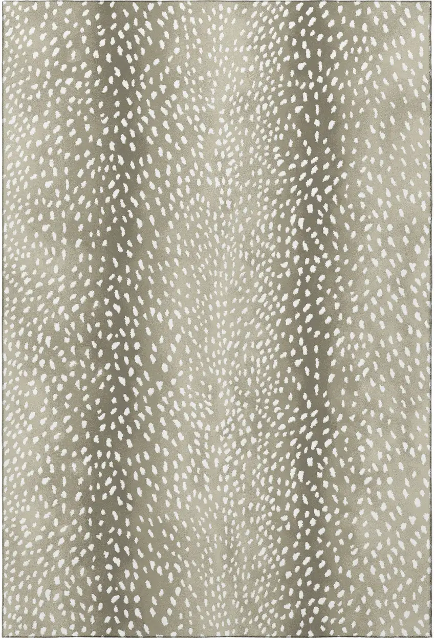 Fawn And White Animal Print Washable Indoor Outdoor Area Rug Photo 2