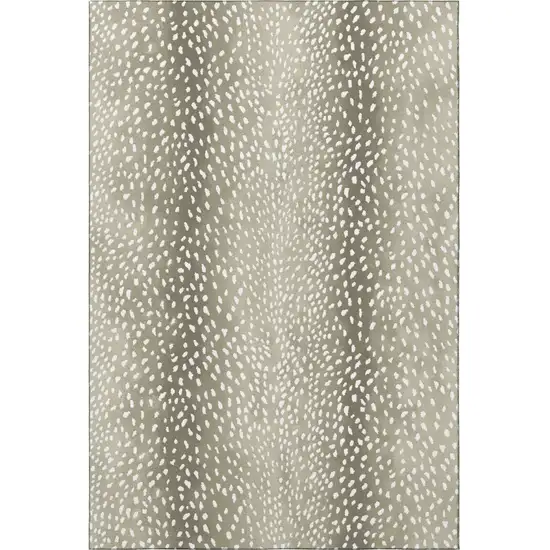 Fawn And White Animal Print Washable Indoor Outdoor Area Rug Photo 2