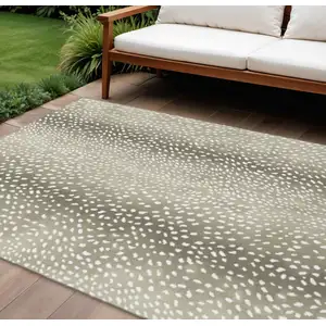 Photo of Fawn And White Animal Print Washable Indoor Outdoor Area Rug