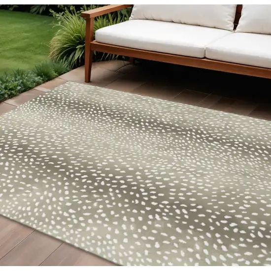 Fawn And White Animal Print Washable Indoor Outdoor Area Rug Photo 1