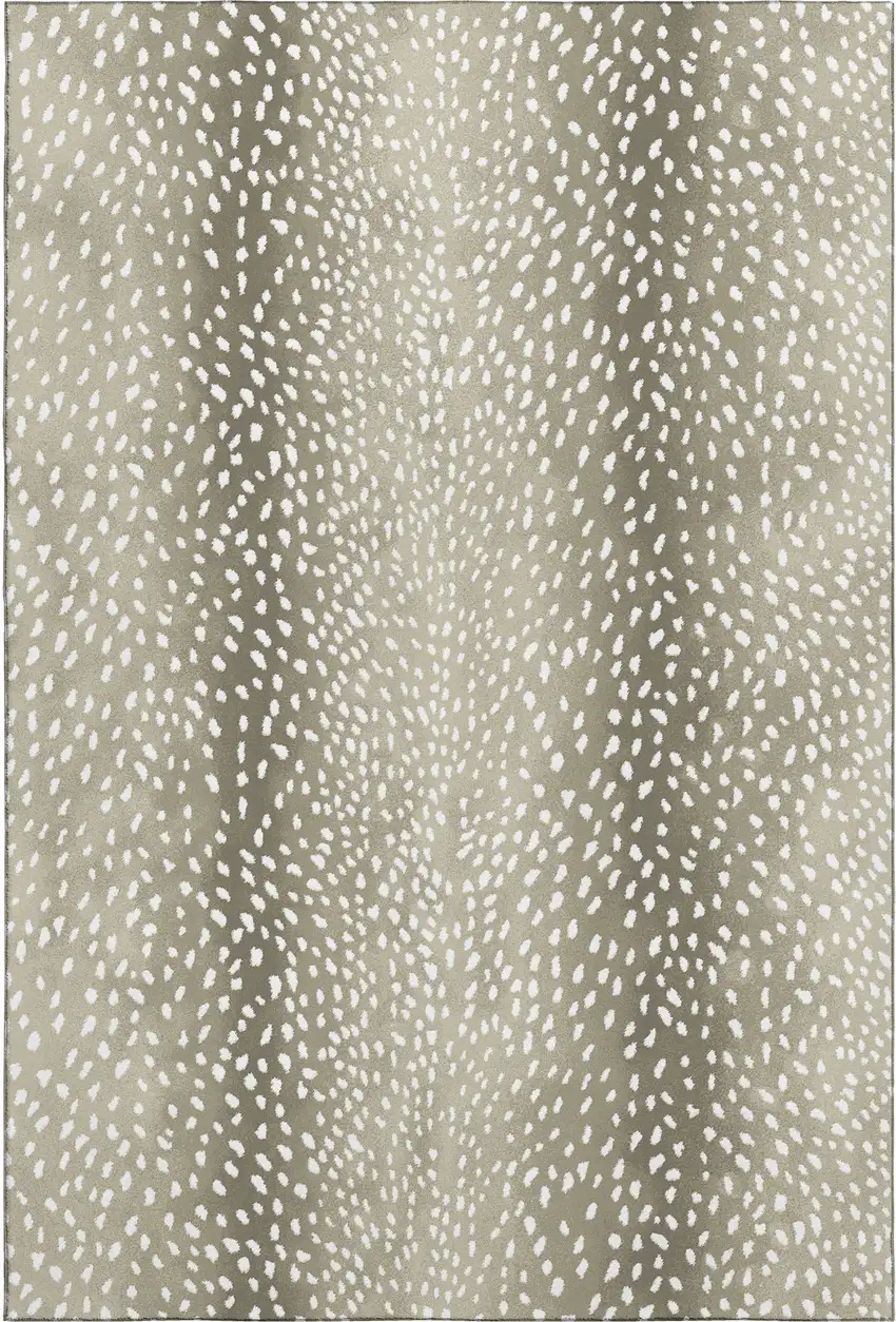 Fawn And White Animal Print Washable Indoor Outdoor Area Rug Photo 4