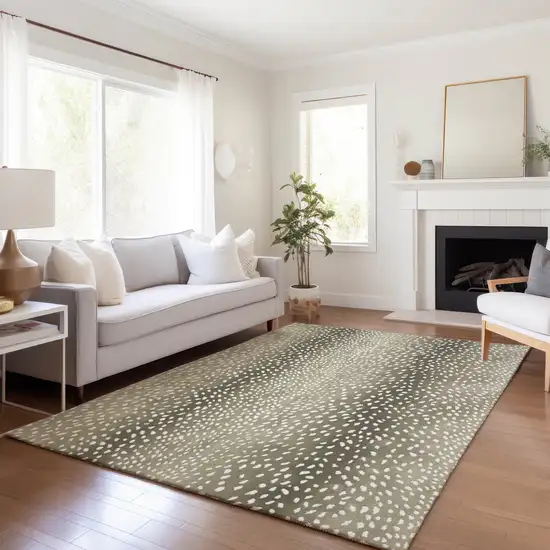 Fawn And White Animal Print Washable Indoor Outdoor Area Rug Photo 6