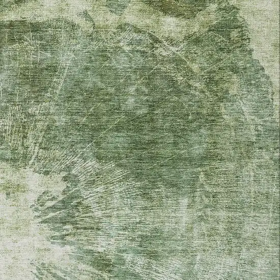 Fern Green And Artichoke Green Abstract Washable Indoor Outdoor Area Rug Photo 4