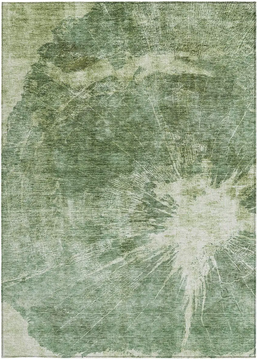 Fern Green And Artichoke Green Abstract Washable Indoor Outdoor Area Rug Photo 6