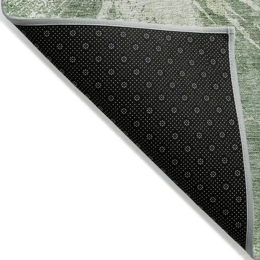 Fern Green And Artichoke Green Abstract Washable Indoor Outdoor Area Rug Photo 2
