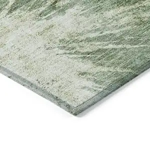 Photo of Fern Green And Artichoke Green Abstract Washable Indoor Outdoor Area Rug