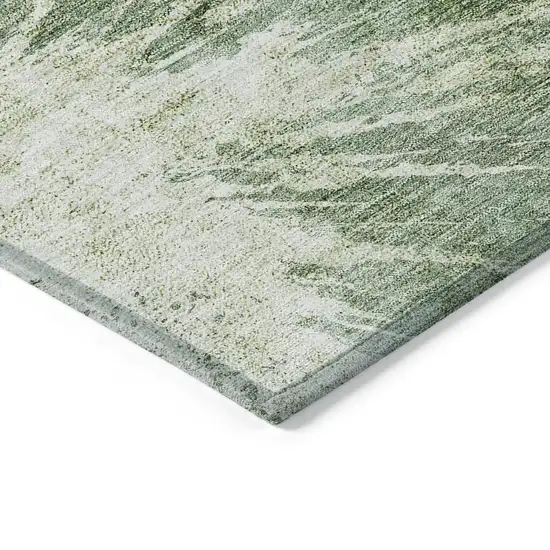 Fern Green And Artichoke Green Abstract Washable Indoor Outdoor Area Rug Photo 3