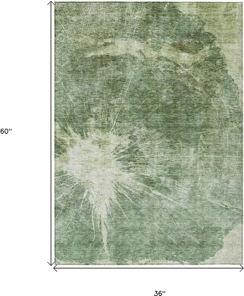 Fern Green And Artichoke Green Abstract Washable Indoor Outdoor Area Rug Photo 3