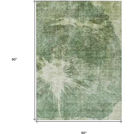 Fern Green And Artichoke Green Abstract Washable Indoor Outdoor Area Rug Photo 3
