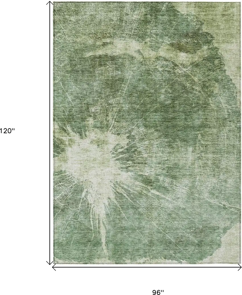 Fern Green And Artichoke Green Abstract Washable Indoor Outdoor Area Rug Photo 3
