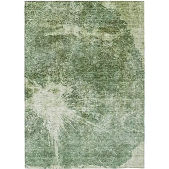 Fern Green And Artichoke Green Abstract Washable Indoor Outdoor Area Rug Photo 1