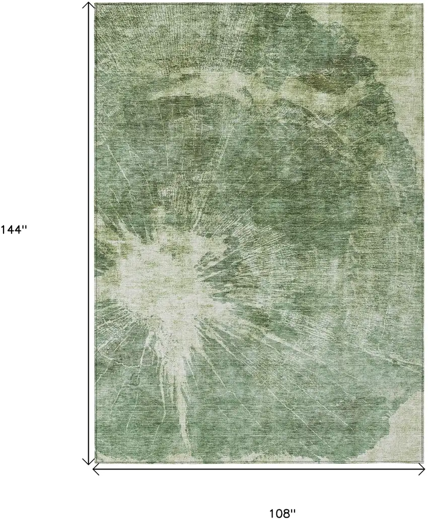 Fern Green And Artichoke Green Abstract Washable Indoor Outdoor Area Rug Photo 3