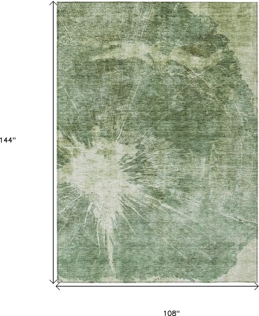 Fern Green And Artichoke Green Abstract Washable Indoor Outdoor Area Rug Photo 3
