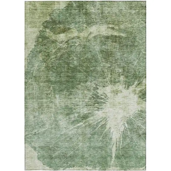 Fern Green And Artichoke Green Abstract Washable Indoor Outdoor Area Rug Photo 5