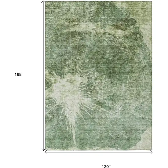 Fern Green And Artichoke Green Abstract Washable Indoor Outdoor Area Rug Photo 3