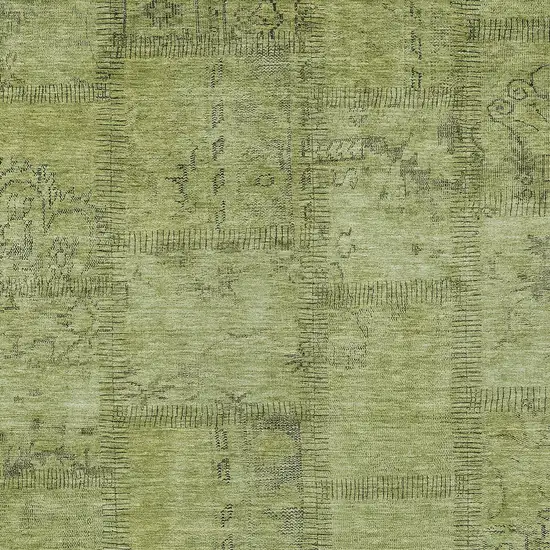 Fern Green And Artichoke Green Patchwork Washable Indoor Outdoor Area Rug Photo 4