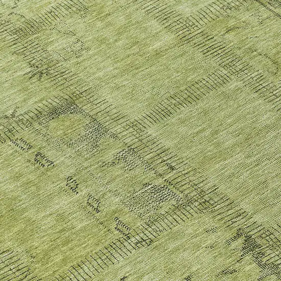 Fern Green And Artichoke Green Patchwork Washable Indoor Outdoor Area Rug Photo 9