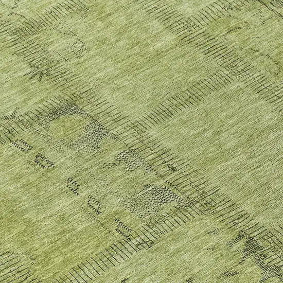 Fern Green And Artichoke Green Patchwork Washable Indoor Outdoor Area Rug Photo 9
