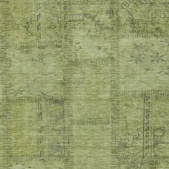 Fern Green And Artichoke Green Patchwork Washable Indoor Outdoor Area Rug Photo 4