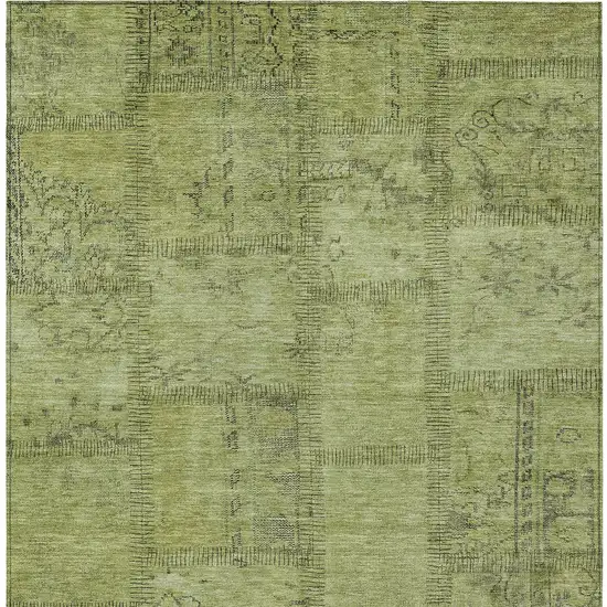 Fern Green And Artichoke Green Patchwork Washable Indoor Outdoor Area Rug Photo 5