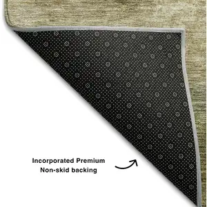 Photo of Fern Green And Beige Abstract Washable Area Rug With UV Protection