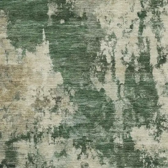 Fern Green And Beige Abstract Washable Area Rug With UV Protection Photo 3