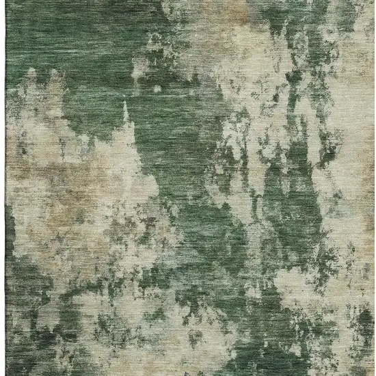 Fern Green And Beige Abstract Washable Area Rug With UV Protection Photo 4