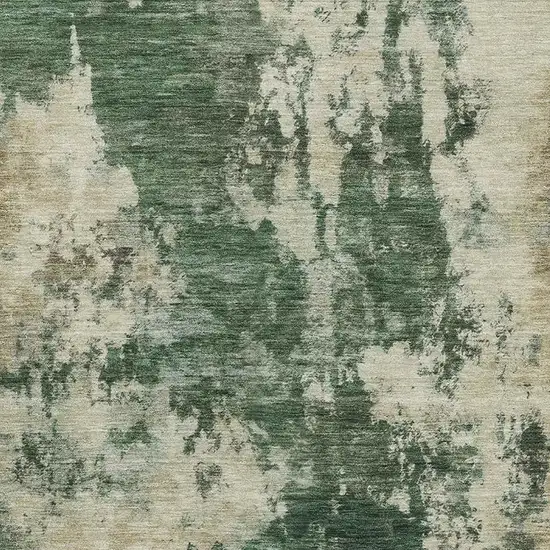 Fern Green And Beige Abstract Washable Area Rug With UV Protection Photo 3