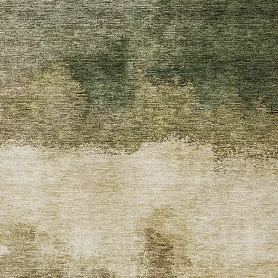 Fern Green And Beige Abstract Washable Indoor Outdoor Area Rug Photo 5