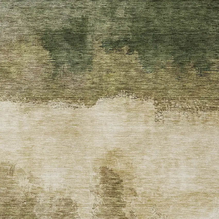 Fern Green And Beige Abstract Washable Indoor Outdoor Area Rug Photo 5