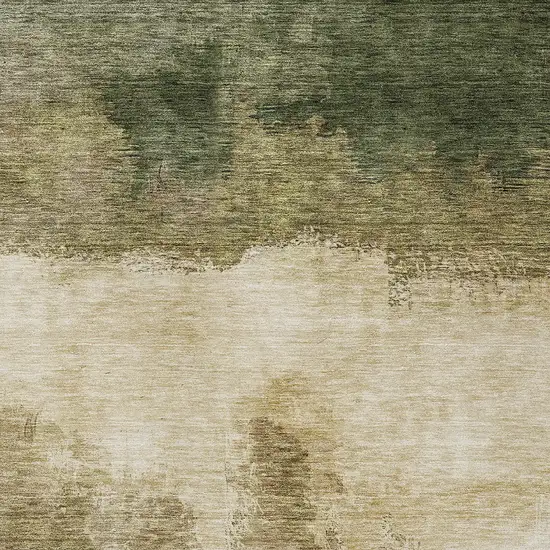 Fern Green And Beige Abstract Washable Indoor Outdoor Area Rug Photo 5