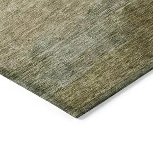 Photo of Fern Green And Beige Abstract Washable Indoor Outdoor Area Rug