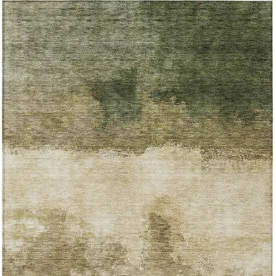 Fern Green And Beige Abstract Washable Indoor Outdoor Area Rug Photo 5