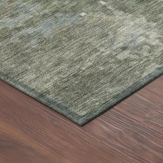 Fern Green And Beige Abstract Washable Indoor Outdoor Area Rug Photo 6