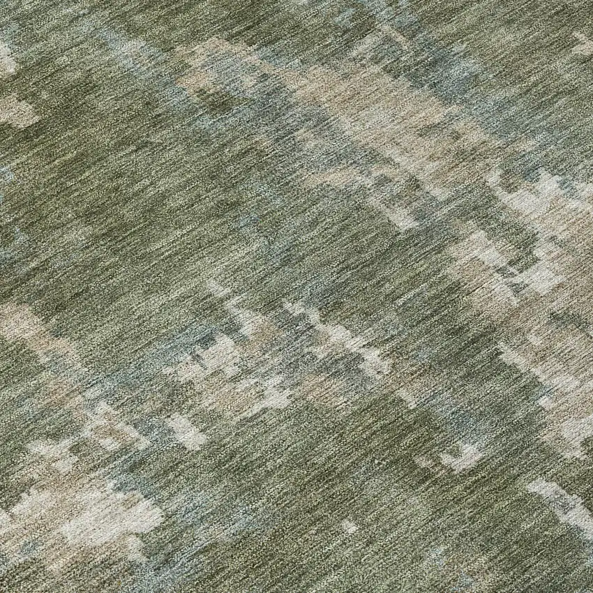 Fern Green And Beige Abstract Washable Indoor Outdoor Area Rug Photo 7