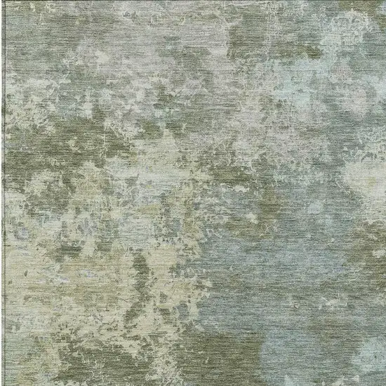 Fern Green And Beige Abstract Washable Indoor Outdoor Area Rug Photo 3
