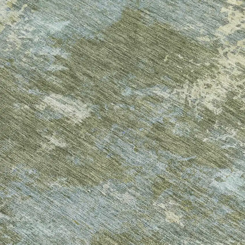 Fern Green And Beige Abstract Washable Indoor Outdoor Area Rug Photo 2