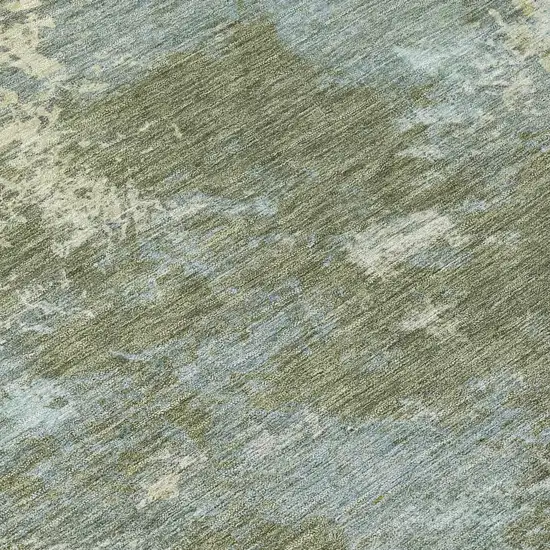Fern Green And Beige Abstract Washable Indoor Outdoor Area Rug Photo 1