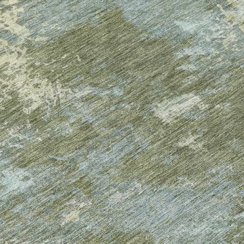 Fern Green And Beige Abstract Washable Indoor Outdoor Area Rug Photo 1