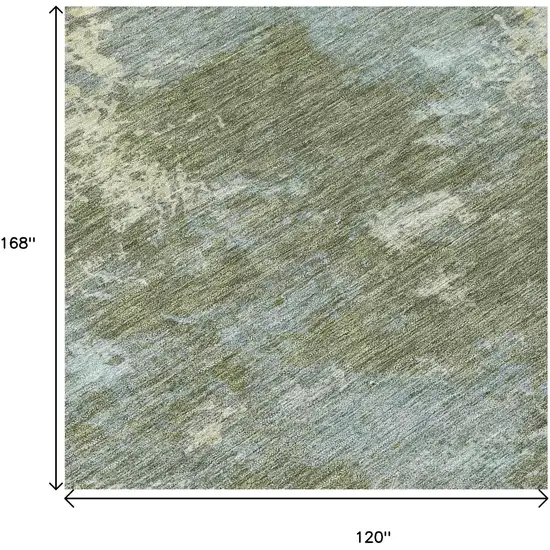 Fern Green And Beige Abstract Washable Indoor Outdoor Area Rug Photo 5