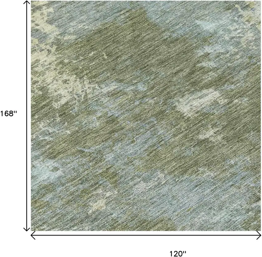 Fern Green And Beige Abstract Washable Indoor Outdoor Area Rug Photo 5