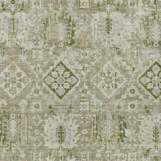 Fern Green And Beige Floral Medallion Washable Indoor Outdoor Area Rug Photo 3