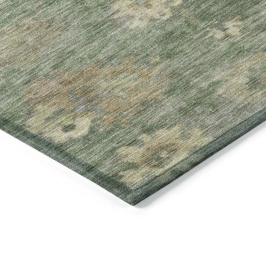 Fern Green And Beige Floral Washable Indoor Outdoor Area Rug Photo 6